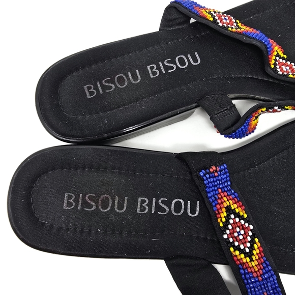 Bisou Bisou Southwest Beaded Slide Flat Sandal 10 - Picture 2 of 6